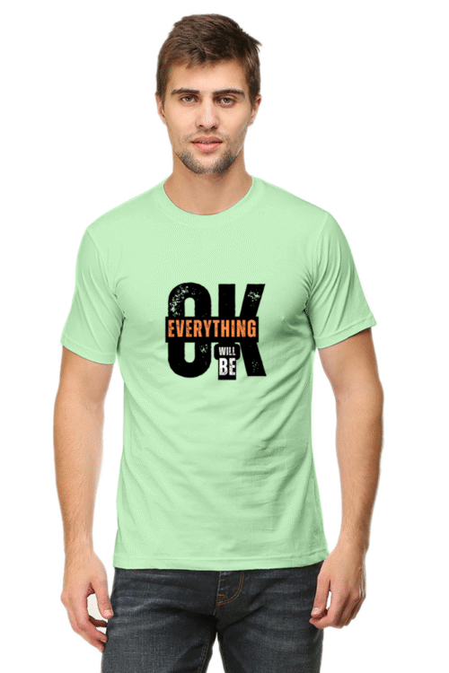 Men's Classic Crew Neck T-Shirt – "Everything Will Be OK" Design by Ritik Rai