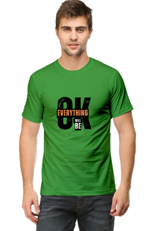 Men's Classic Crew Neck T-Shirt – "Everything Will Be OK" Design by Ritik Rai