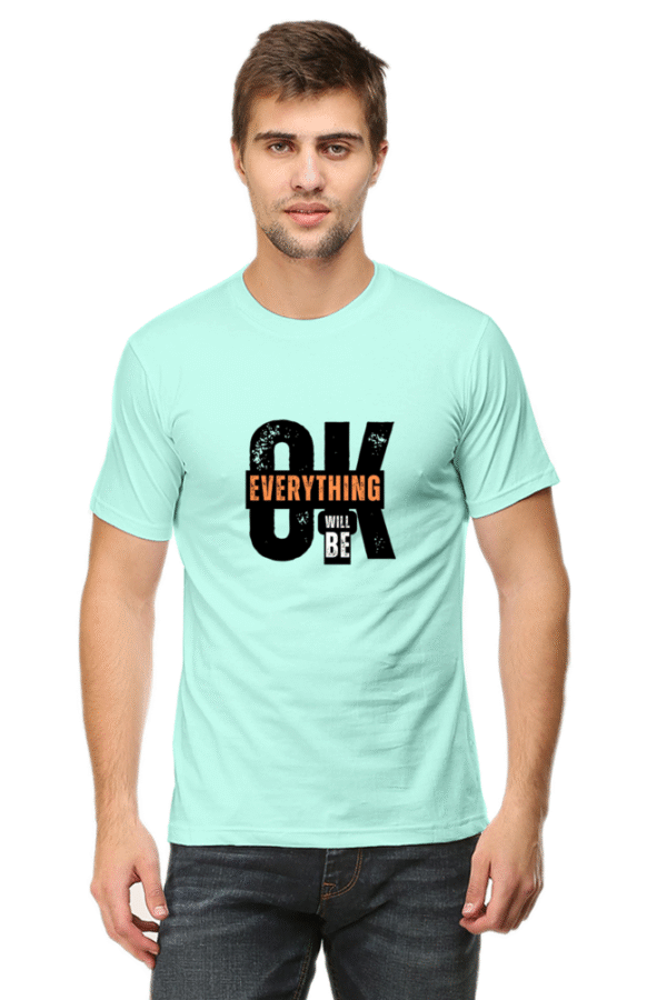 Men's Classic Crew Neck T-Shirt – "Everything Will Be OK" Design by Ritik Rai