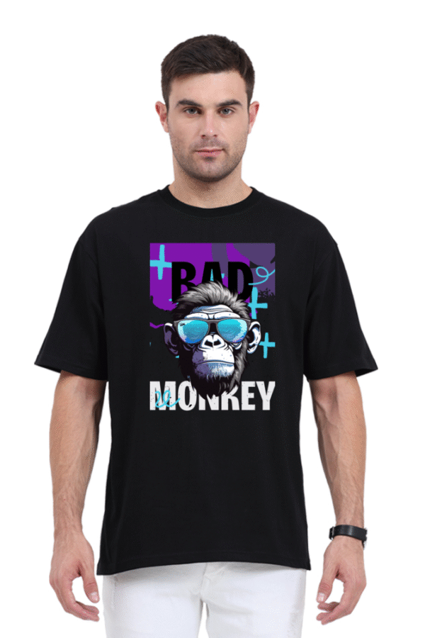Bad Monkey Unisex Oversized Graphic T-Shirt – Black & Purple Urban Style