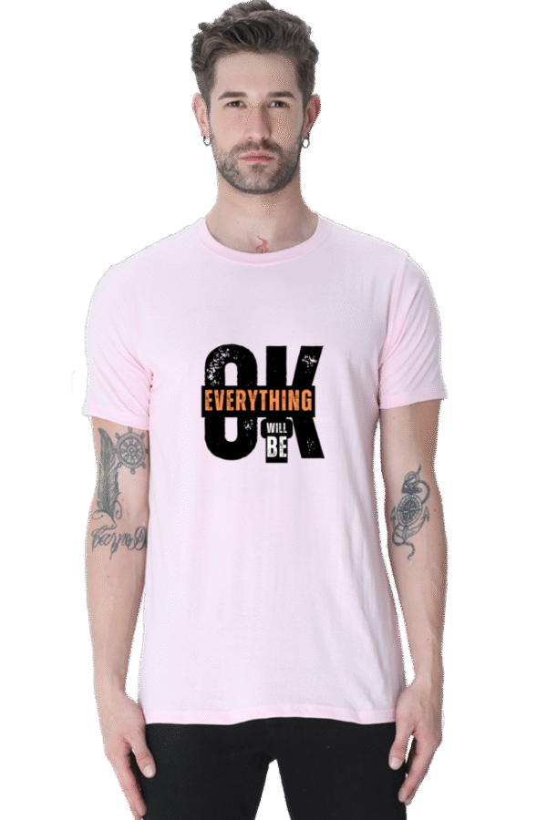 Men's Classic Crew Neck T-Shirt – "Everything Will Be OK" Design by Ritik Rai