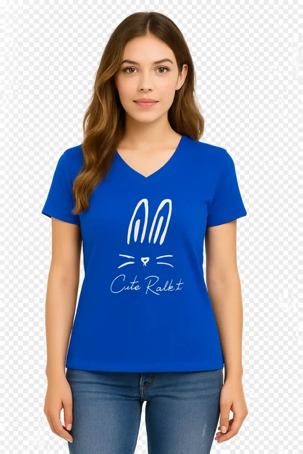 Trendy Red Women's T-Shirt with Cute Rabbit DTF Print – HD Quality | Stylish & Comfortable