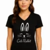 Trendy Red Women's T-Shirt with Cute Rabbit DTF Print – HD Quality | Stylish & Comfortable