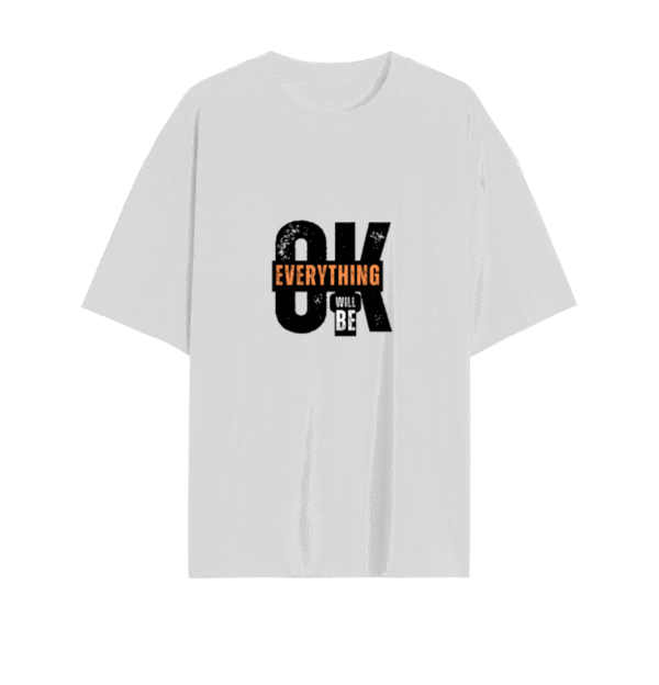 Unisex Black Oversized T-Shirt with "Everything Will Be OK" Motivational Quote | Casual Cotton Streetwear
