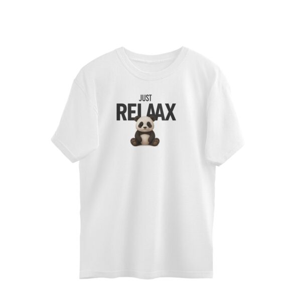 Oversized "Just Relax" Panda T-Shirt – Cute Cartoon Print for Chill Vibes