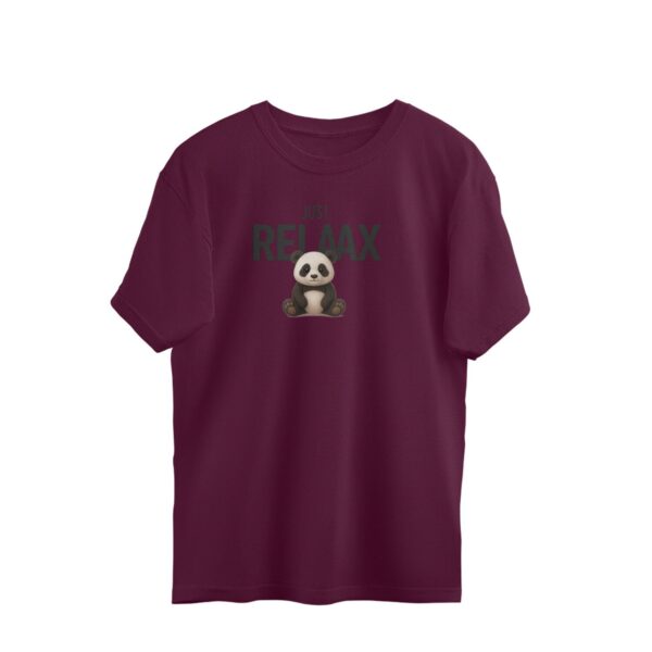 Oversized "Just Relax" Panda T-Shirt – Cute Cartoon Print for Chill Vibes